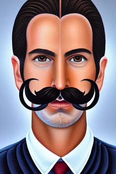 Portrait of Handsome Man in Charcoal Pencil Sketch