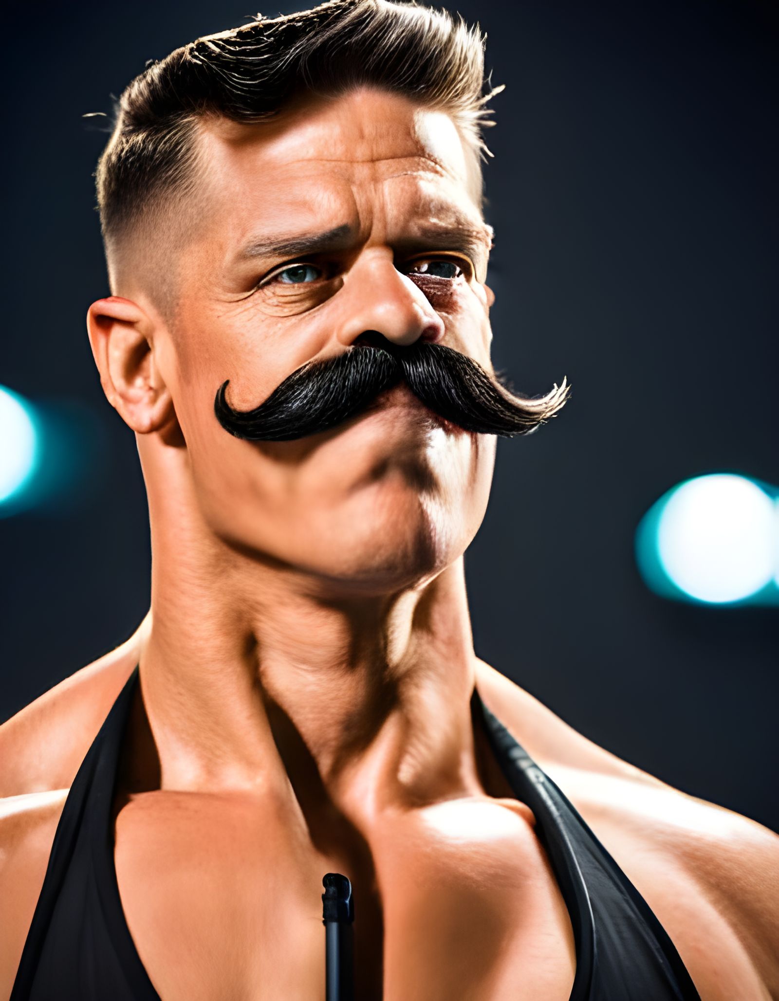 A mustached face wrestler