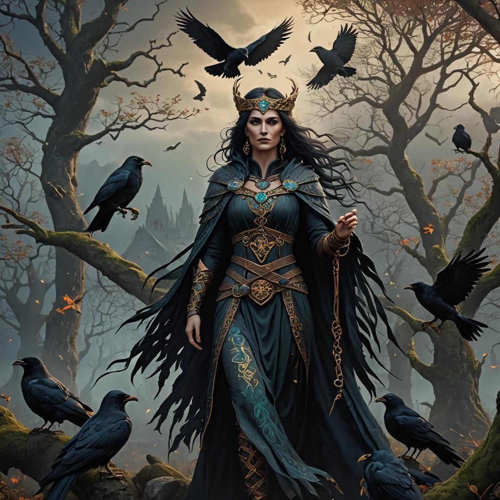 Morrigan, Celtic Goddess of Magic With Crows