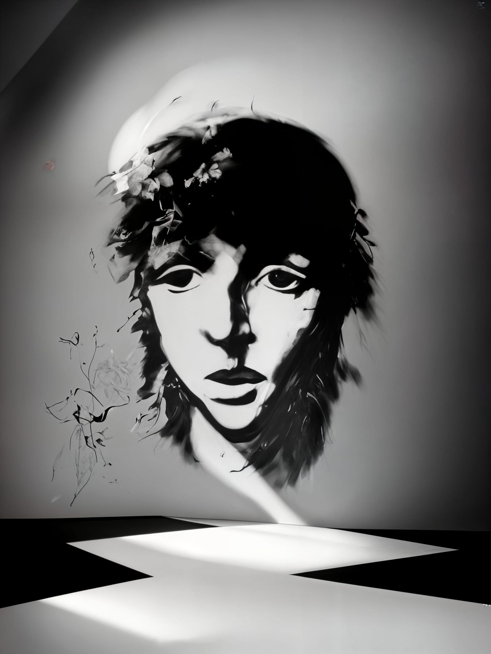 Hyper-Realist Flowers by Window in Pollock Vermeer Style