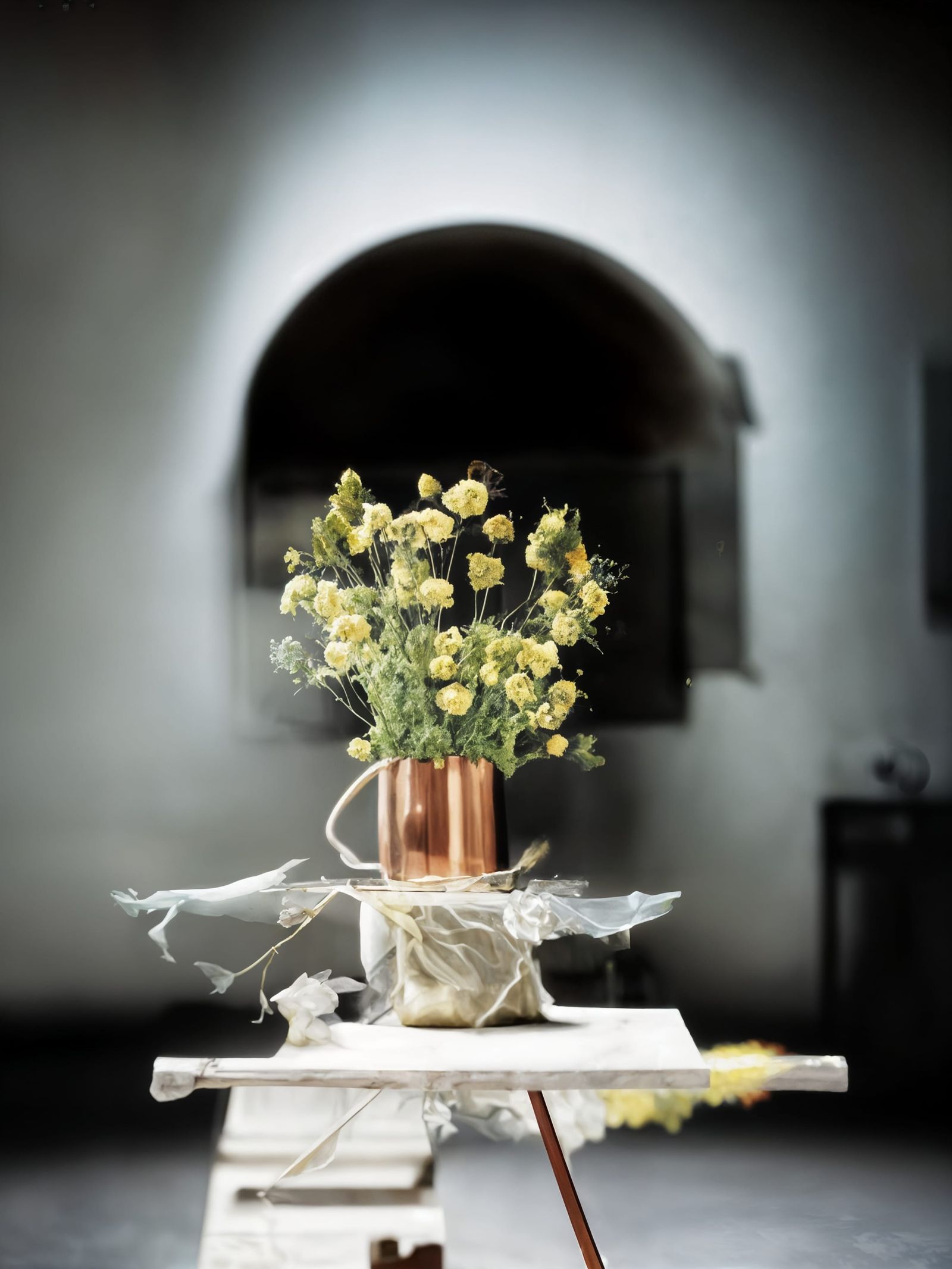 Copper Bucket with Flowers, Hyperrealist Painting