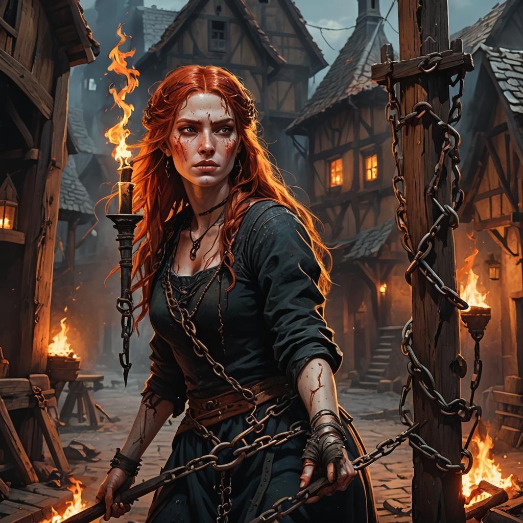 Medieval Woman in Chains: Dark Fantasy Art