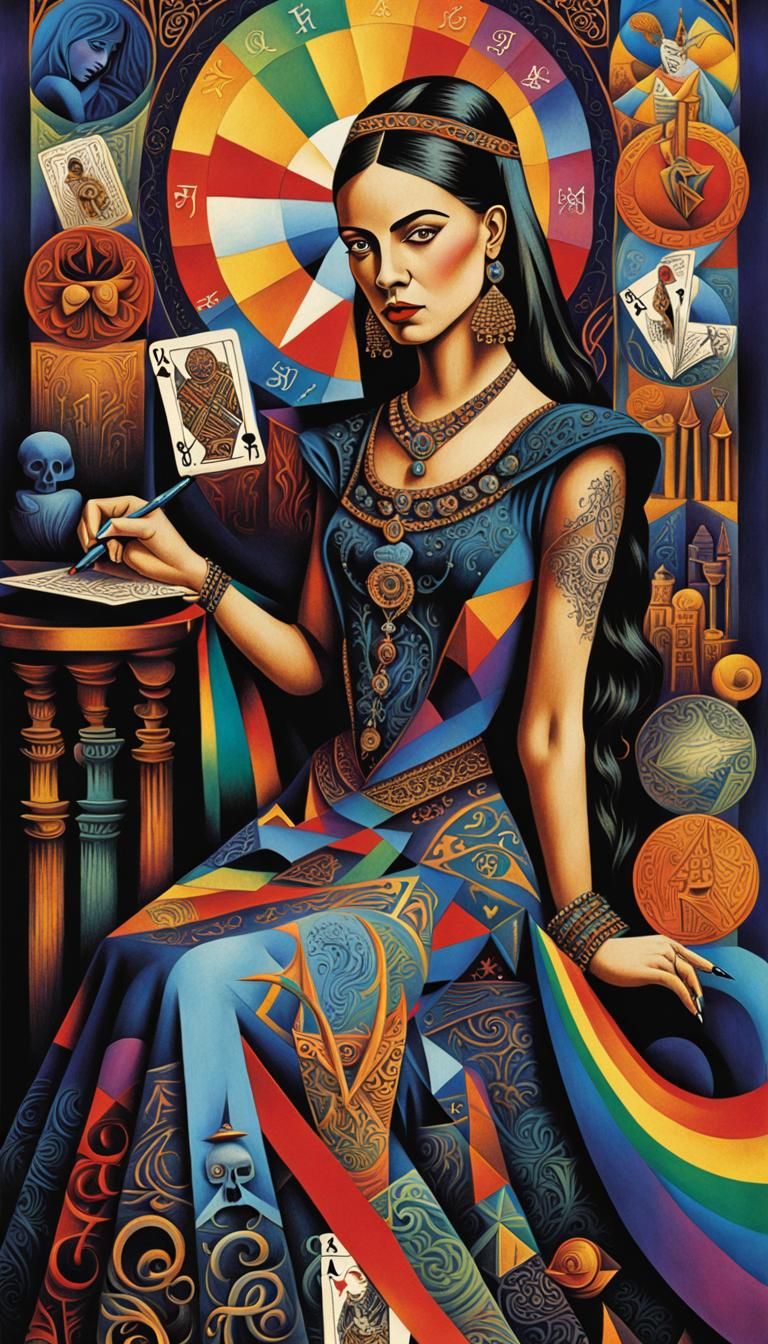 Cubist Tarot Card Designer's Dance Macabre