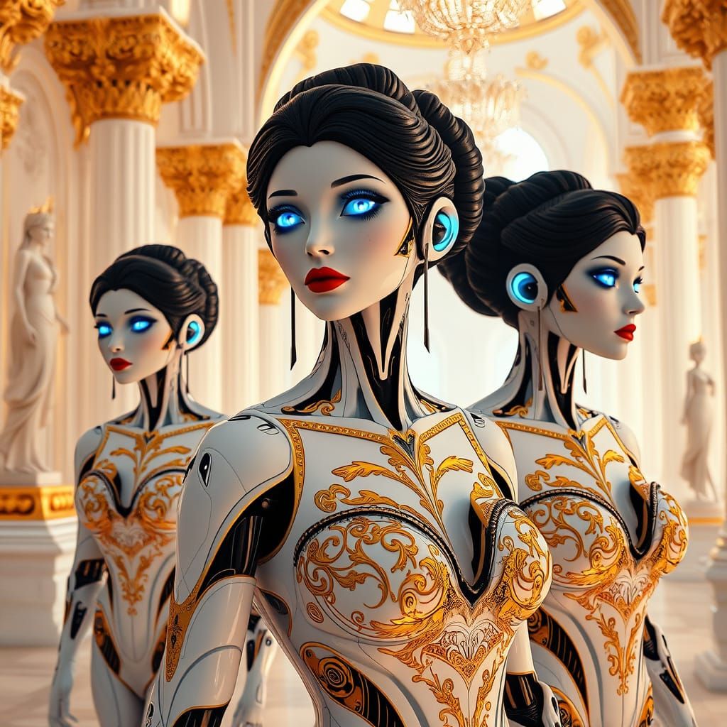 Cyberpunk Robots Visit a Temple in Unreal Engine 5