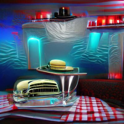Underwater Streamline Moderne Diner in Neon Film Noir