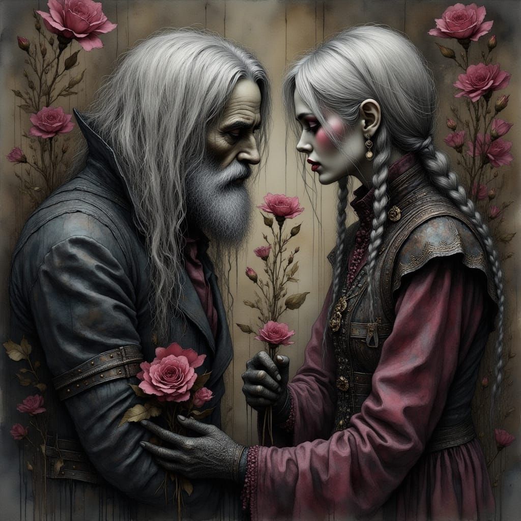 Gothic Couple's Eternal Love in Vintage Style