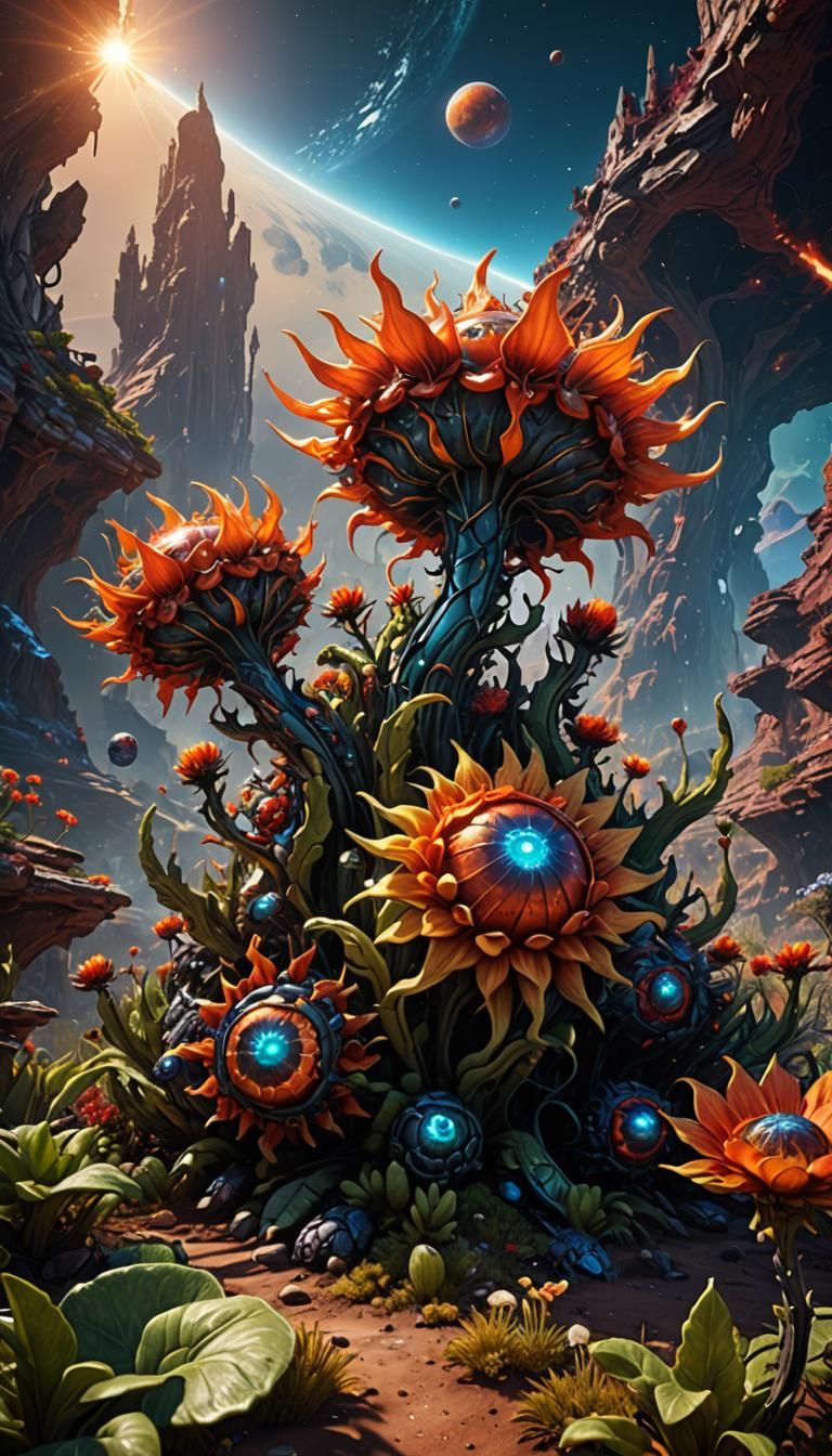 Silicon Plant on Mercury-like Planet, Digital Painting