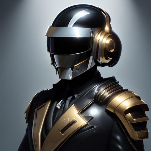 Daft Punk Portrait in Hyperdetailed Splash Art Style