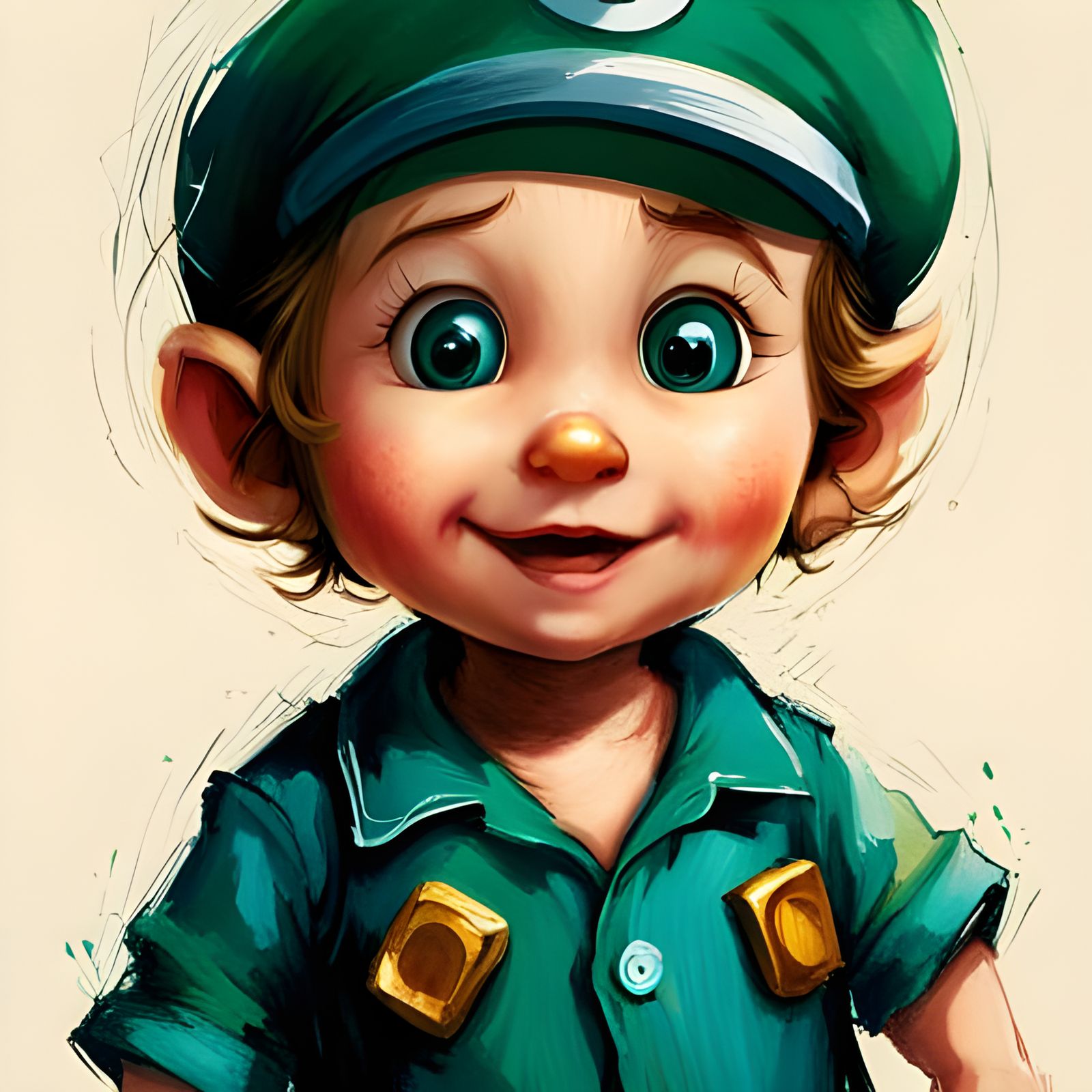 Detailed Baby Luigi Portrait in Whimsical Style