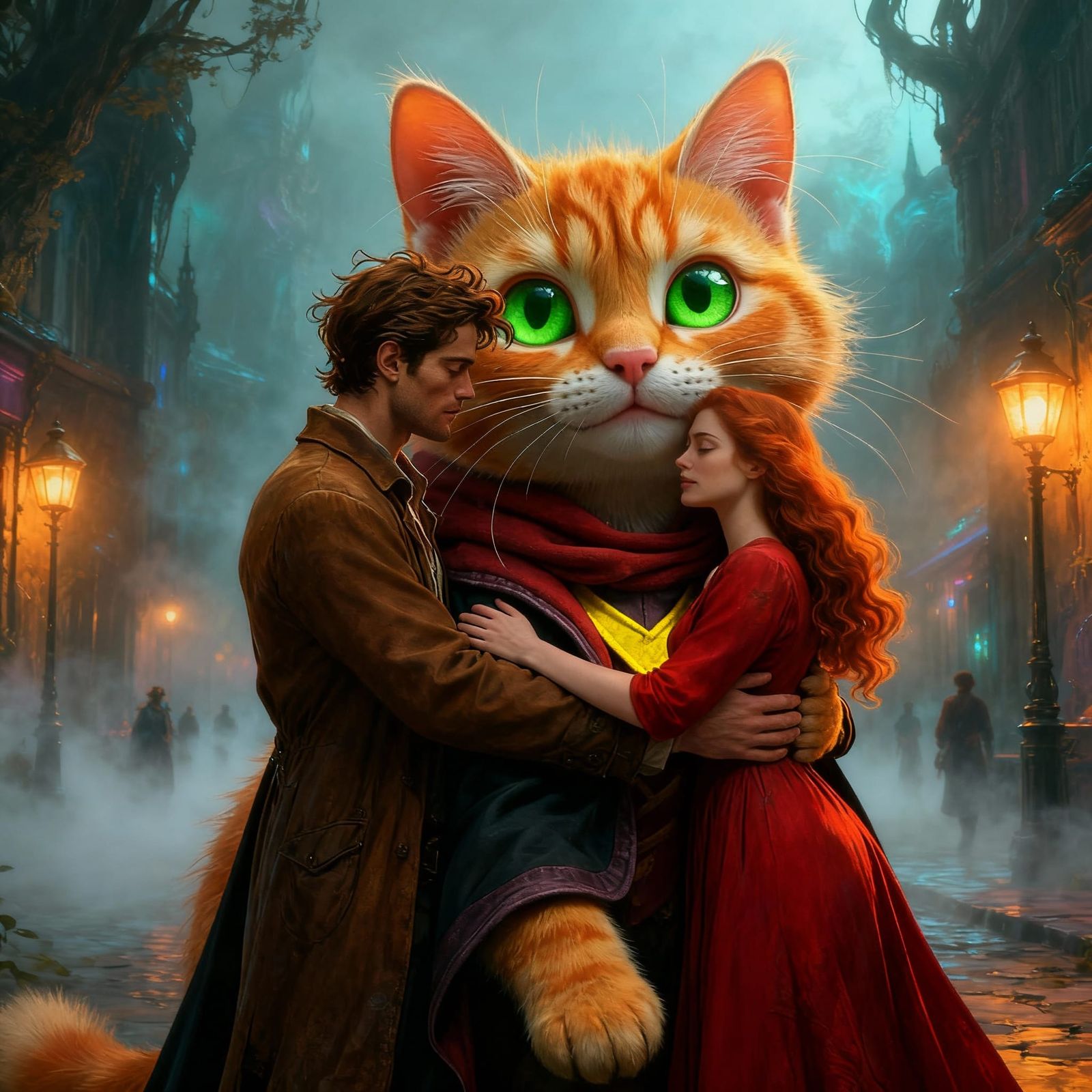 A picture of us hugging my very large cat