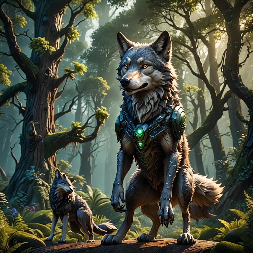 Wolf Greets Aliens: Detailed Matte Painting
