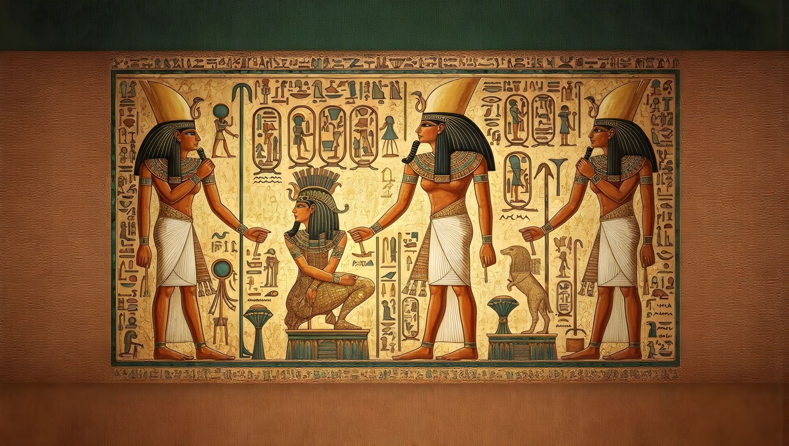 Egyptian Pantheon in Tomb Wall Painting Style