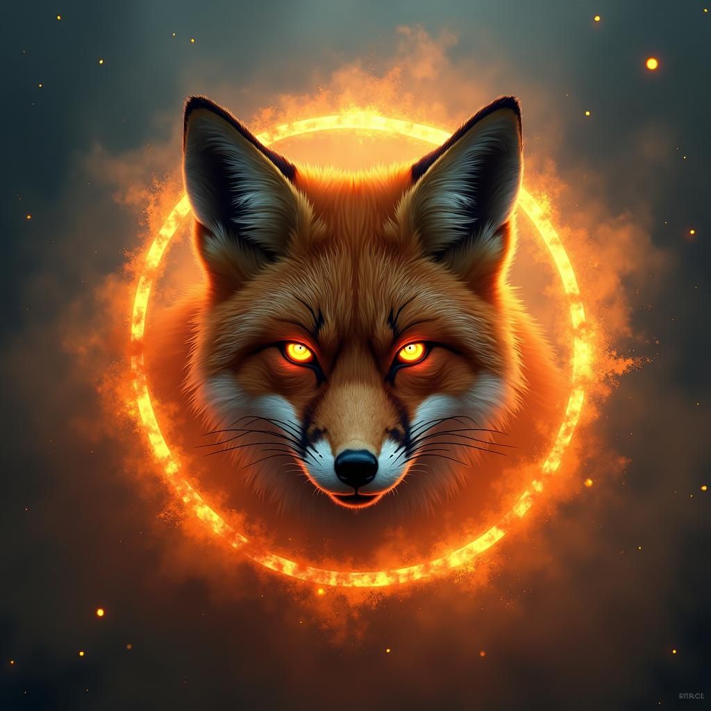 Fox Face with Ember Eyes in Neo-Futuristic Style