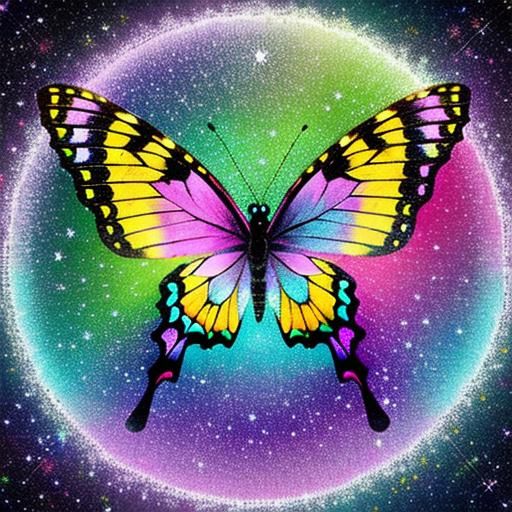 Iridescent Rainbow Butterfly in a Happy World
