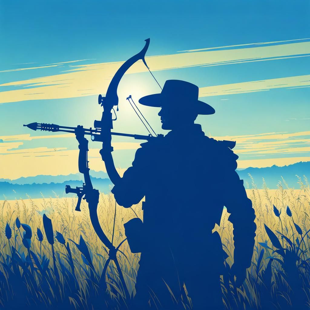 Archer in Field of Blue Silhouettes