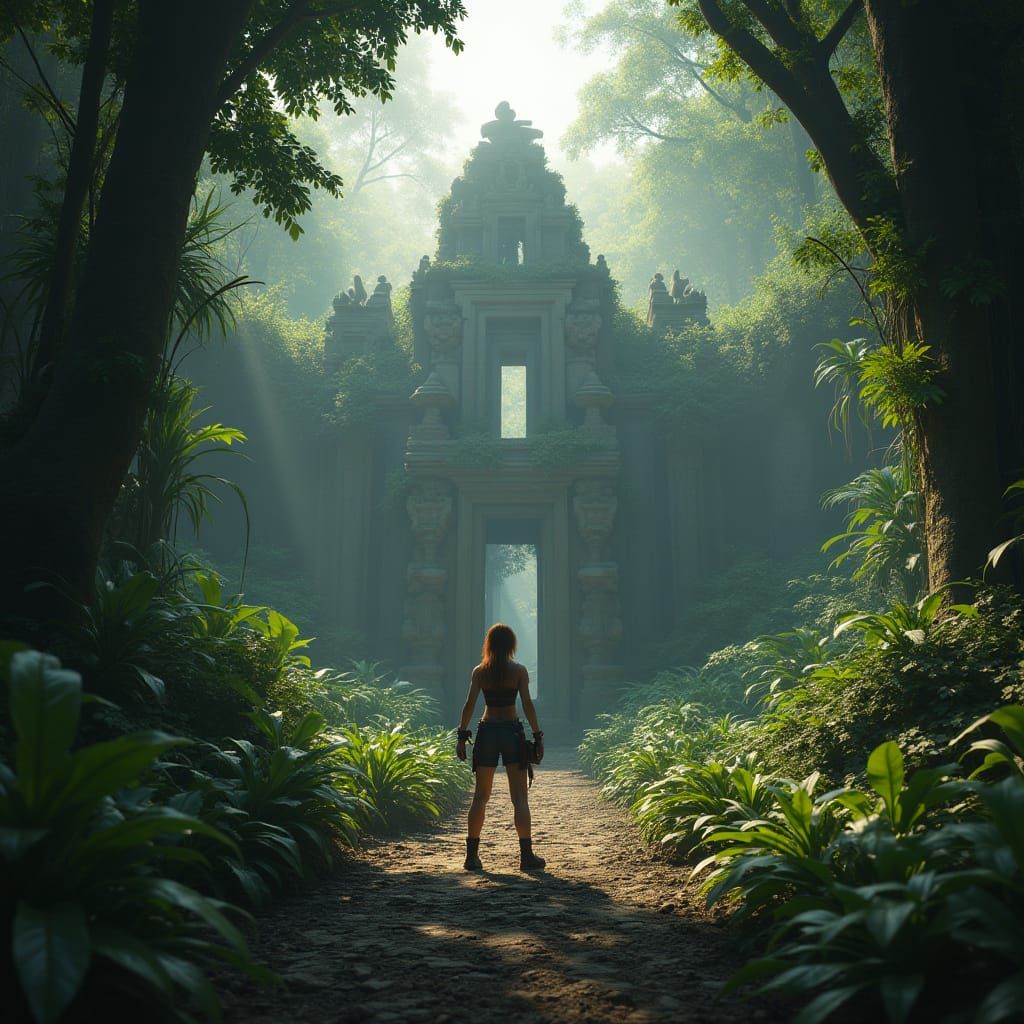 Jungle Temple Explorer in 3D Game Style