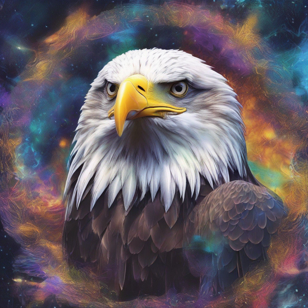 Bald Eagle Majestic Nest Scene in Cosmic Astral Style