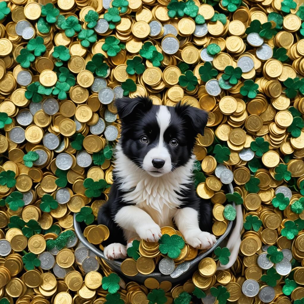 Border Collie Puppy's St. Patrick's Day Gold