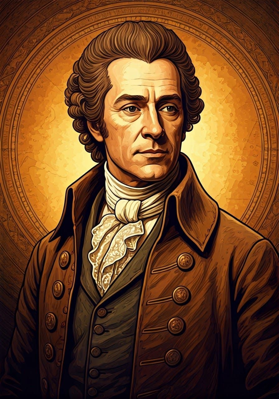 Portrait in 18th Century Style with Space Background