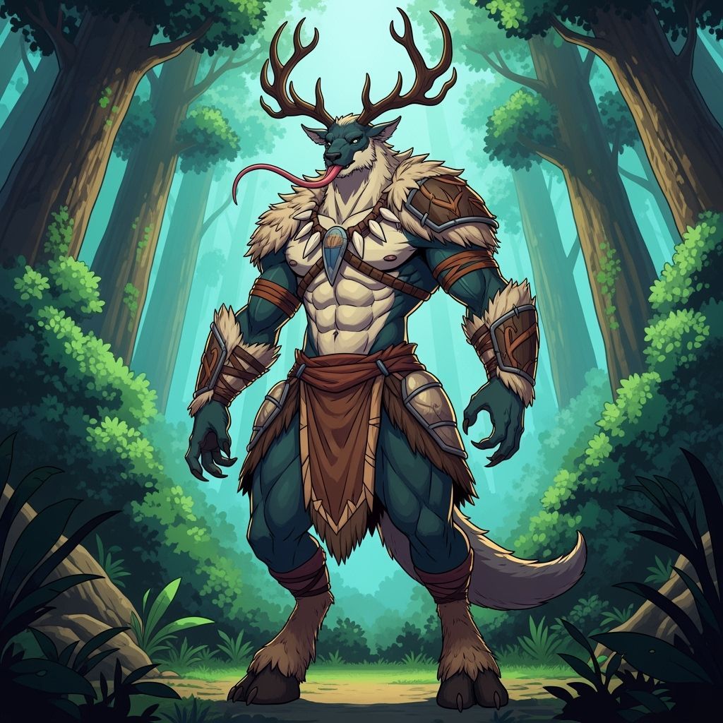 Elklorian Warrior in Forest with Tribal Attire
