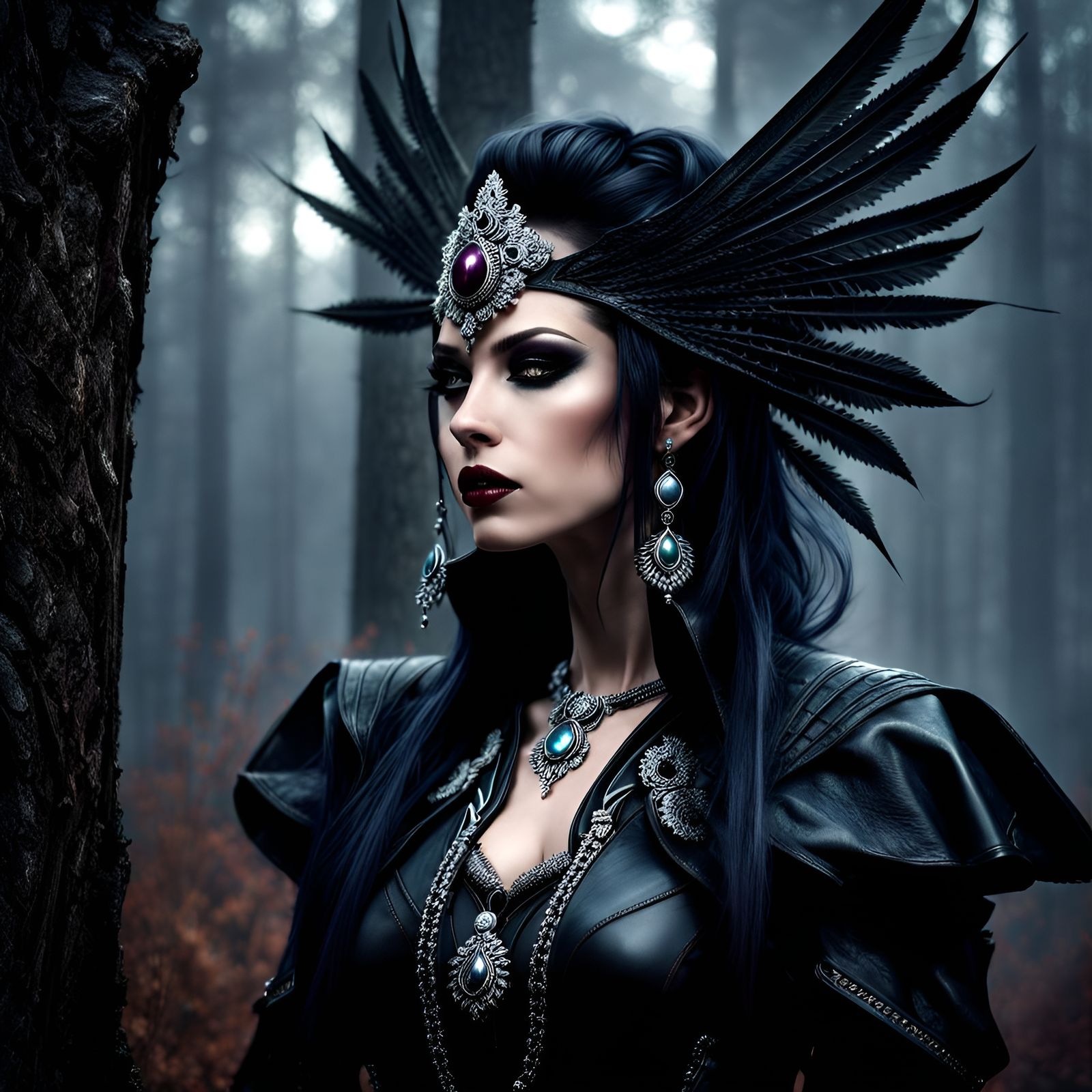 Gothic Cyberpunk Vampire Portrait in Splash Art Style