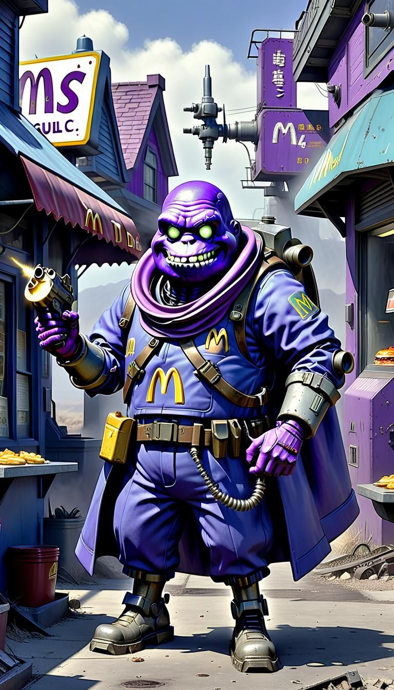 Grimace in Fallout Vault-Tec Suit Digital Art