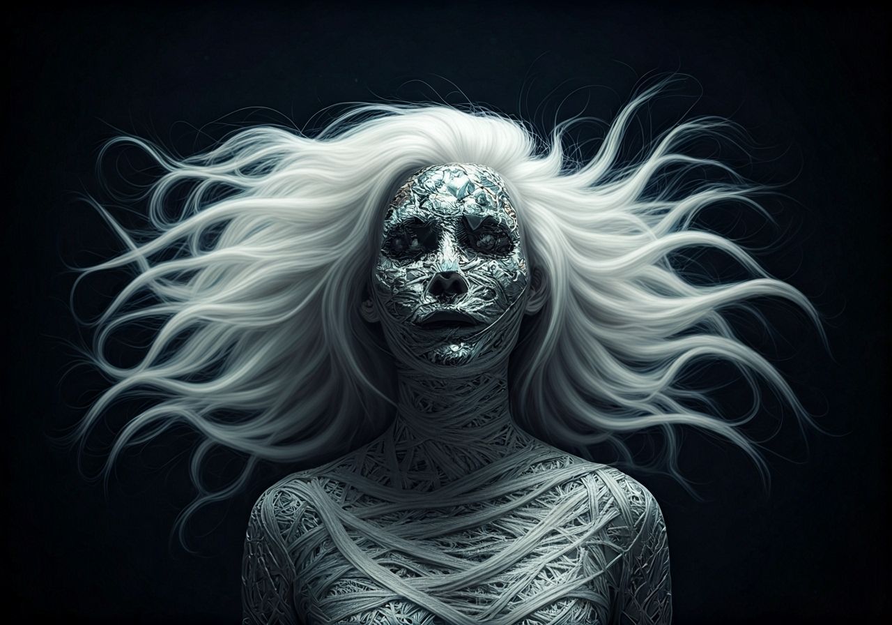 She's Hollow - Mirrors on Nature Mock Her Embodied Ivory-White Hair