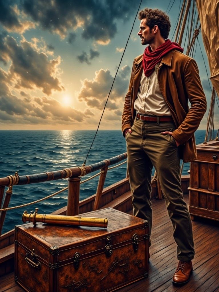 Majestic Sailor at Sunset: A Romantic Vision