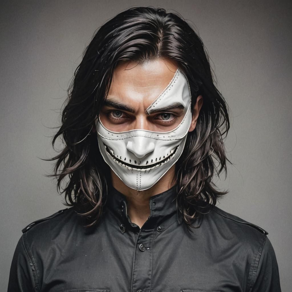 Masked Gunslinger Portrait with Piercing Gaze