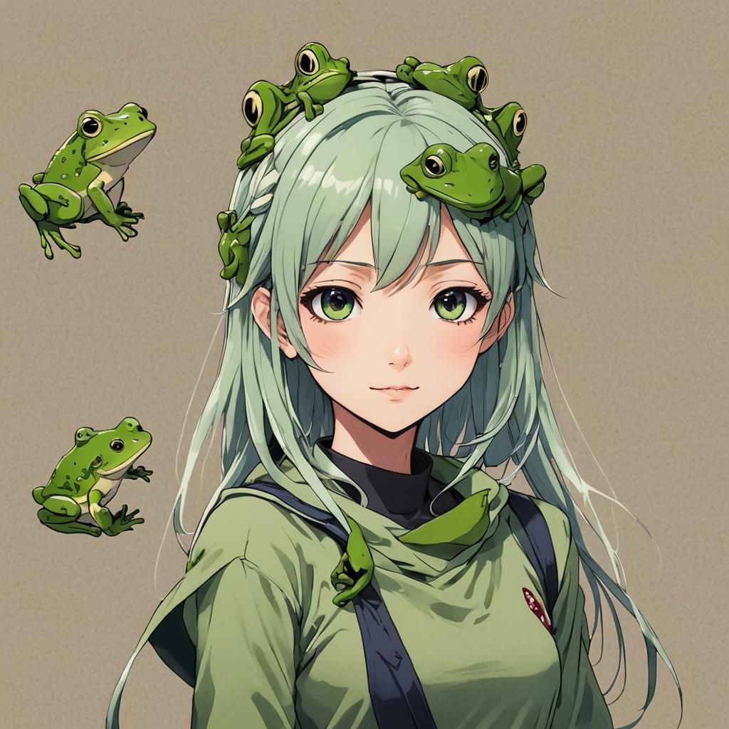 Anime Girl Half Frog Illustration