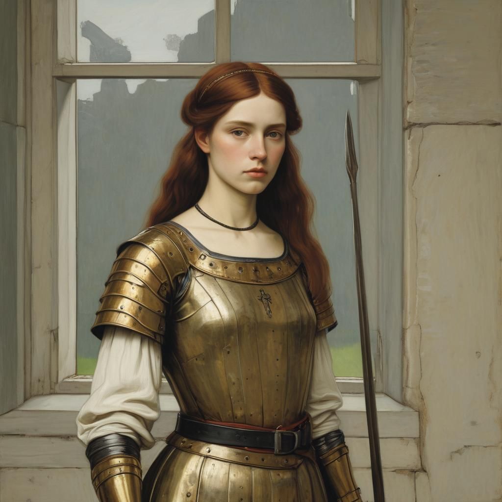 Warrior Princess Portrait in Pre-Raphaelite Style