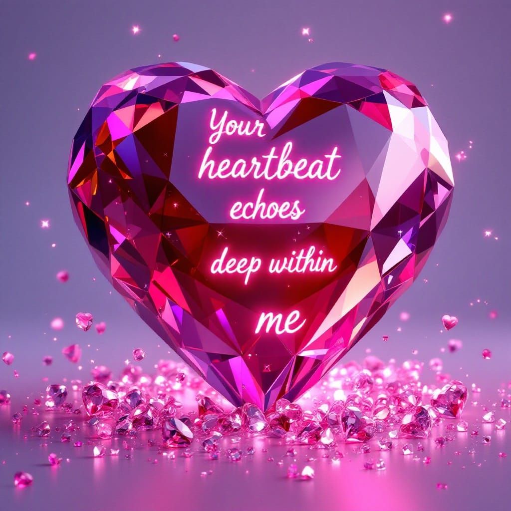 Surreal Ruby Heart in Dreamlike Aura with Glowing Inscriptio...