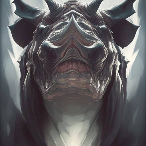 Demonic Eldridge Rhino Portrait in Artgerm Style
