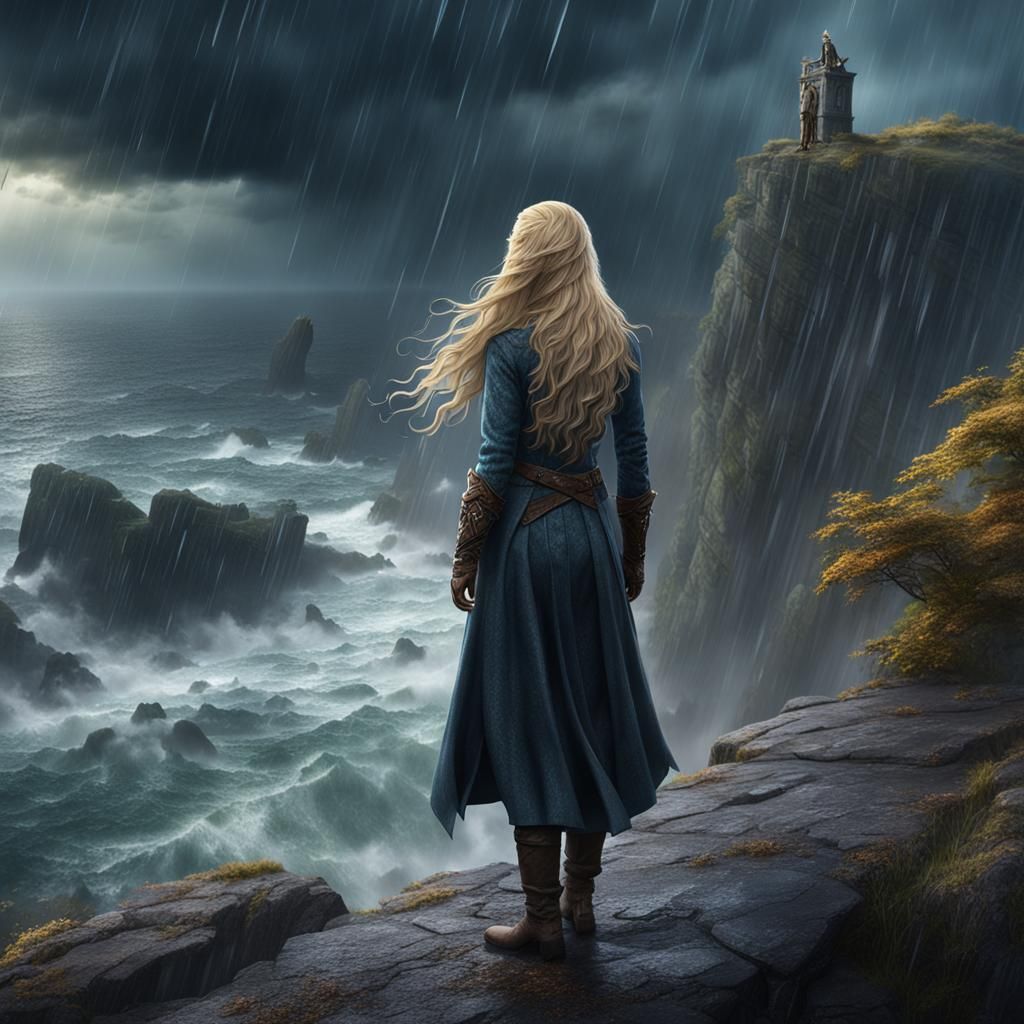 Blonde Girl in Storm: Fantasy Concept Art