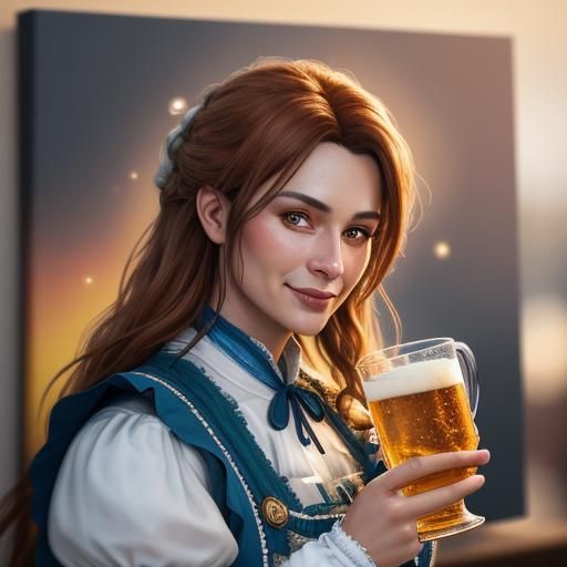 Oktoberfest Woman Portrait in Oil Painting Style