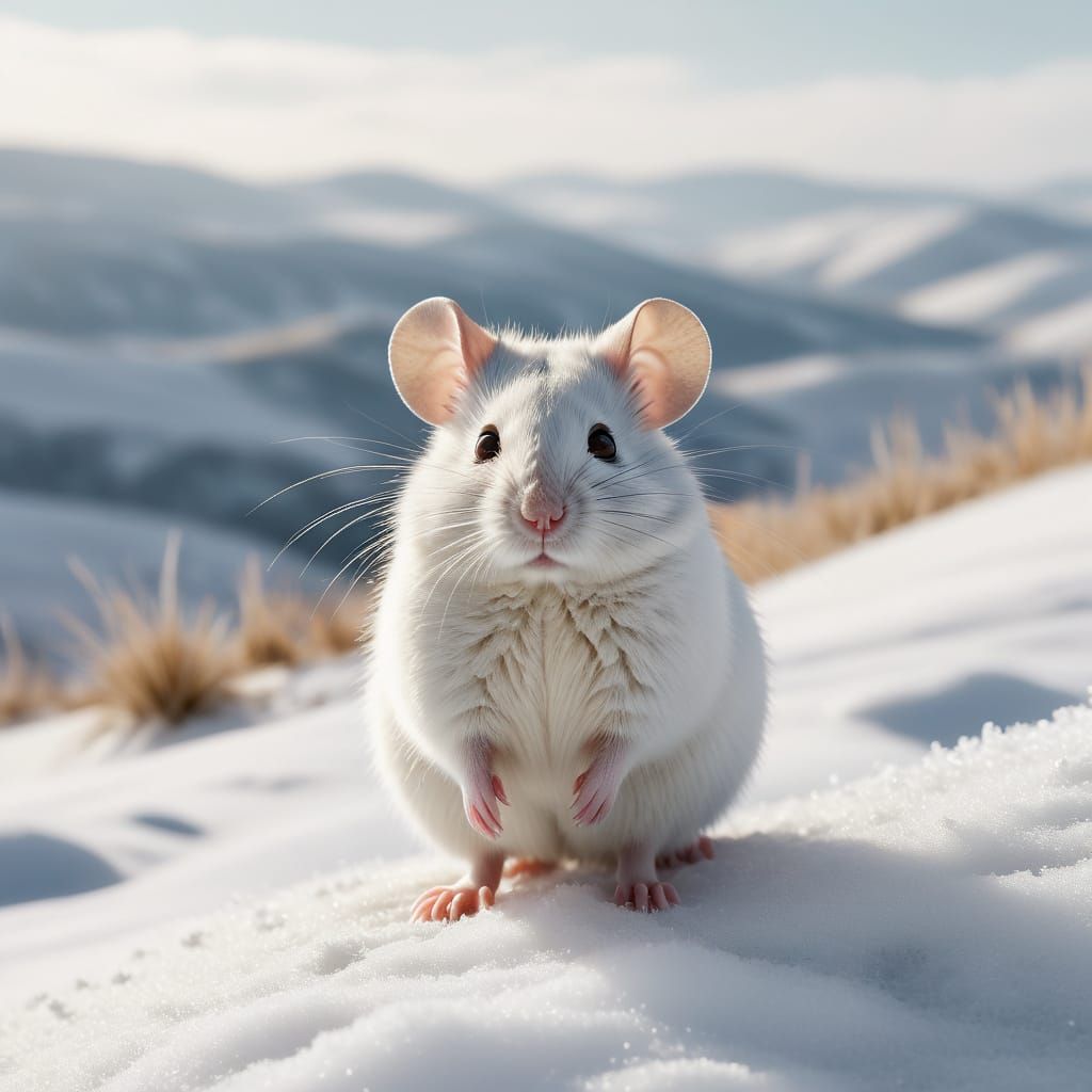 Small Mouse in Winter Wonderland