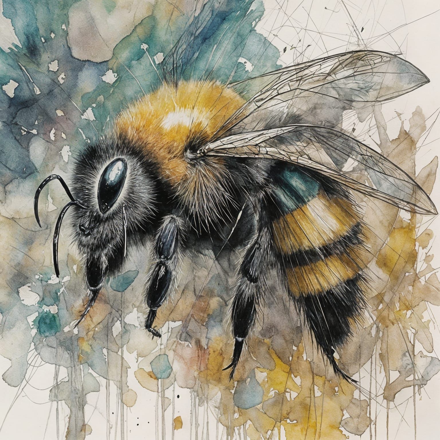 Hyperdetailed Bee Portrait in Impressionist Style