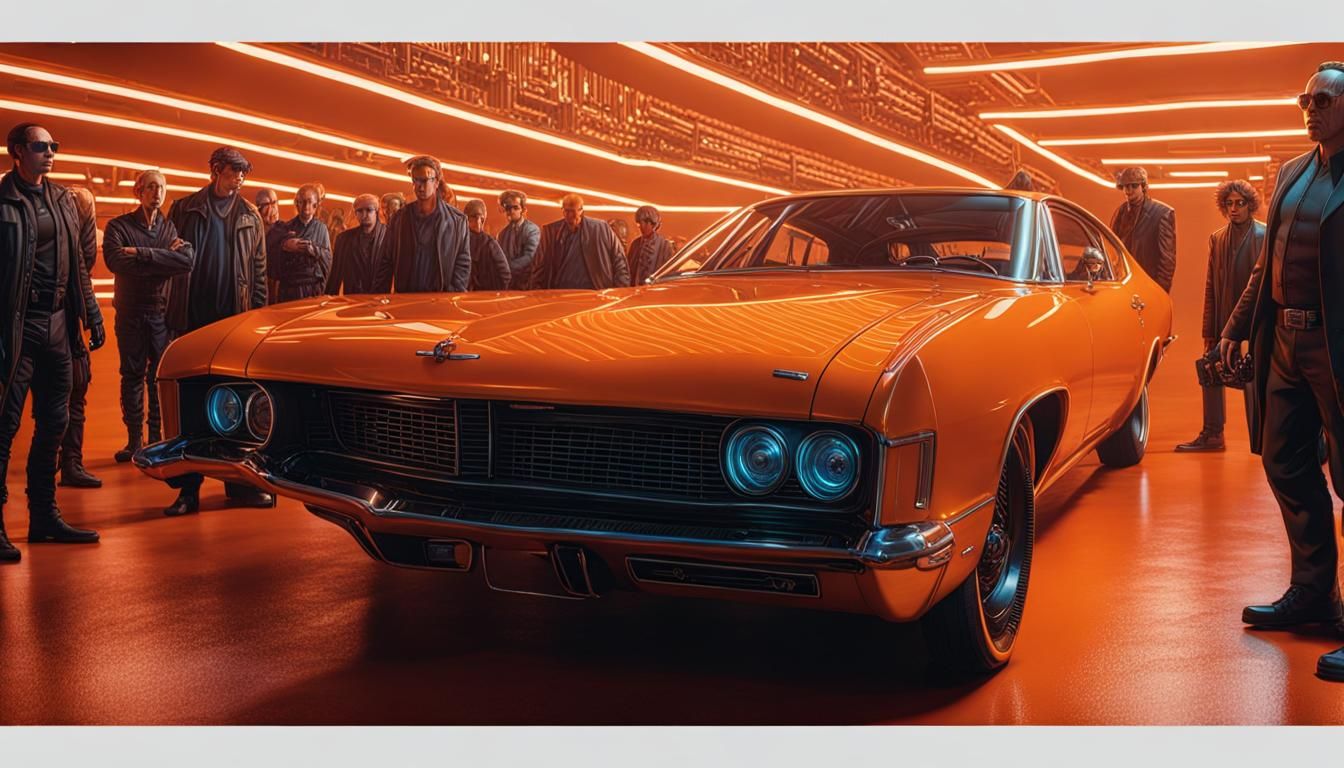 Hyperrealistic Matrix-Inspired Action Scene in Orange