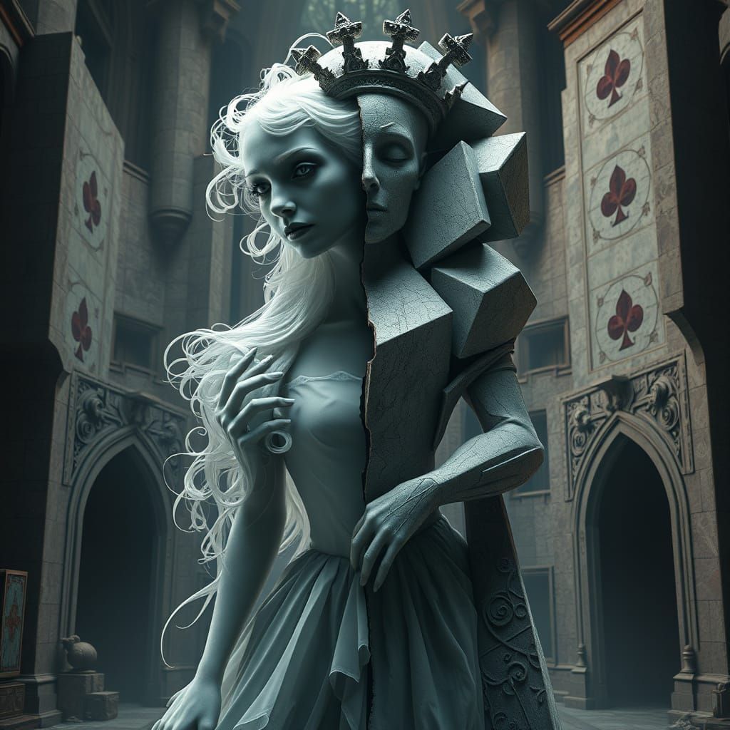 Ethereal Alice-in-Wonderland Spirit Battles Cubist Queen-of-...