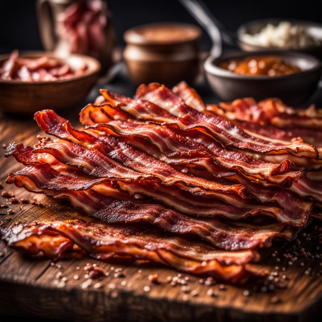 Hyperrealistic Bacon Close-Up in High Definition