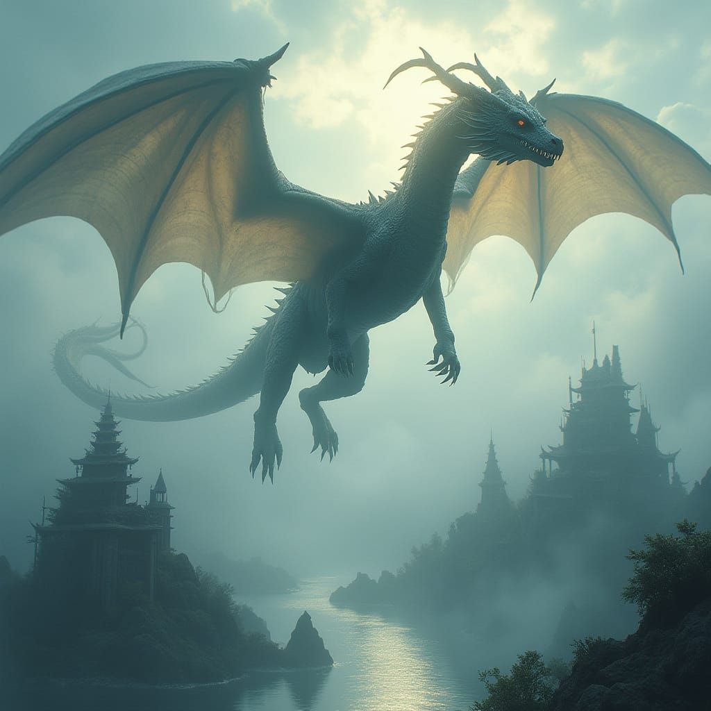 Majestic Dragon Soars Over Fantastical Isles in a Whimsical ...