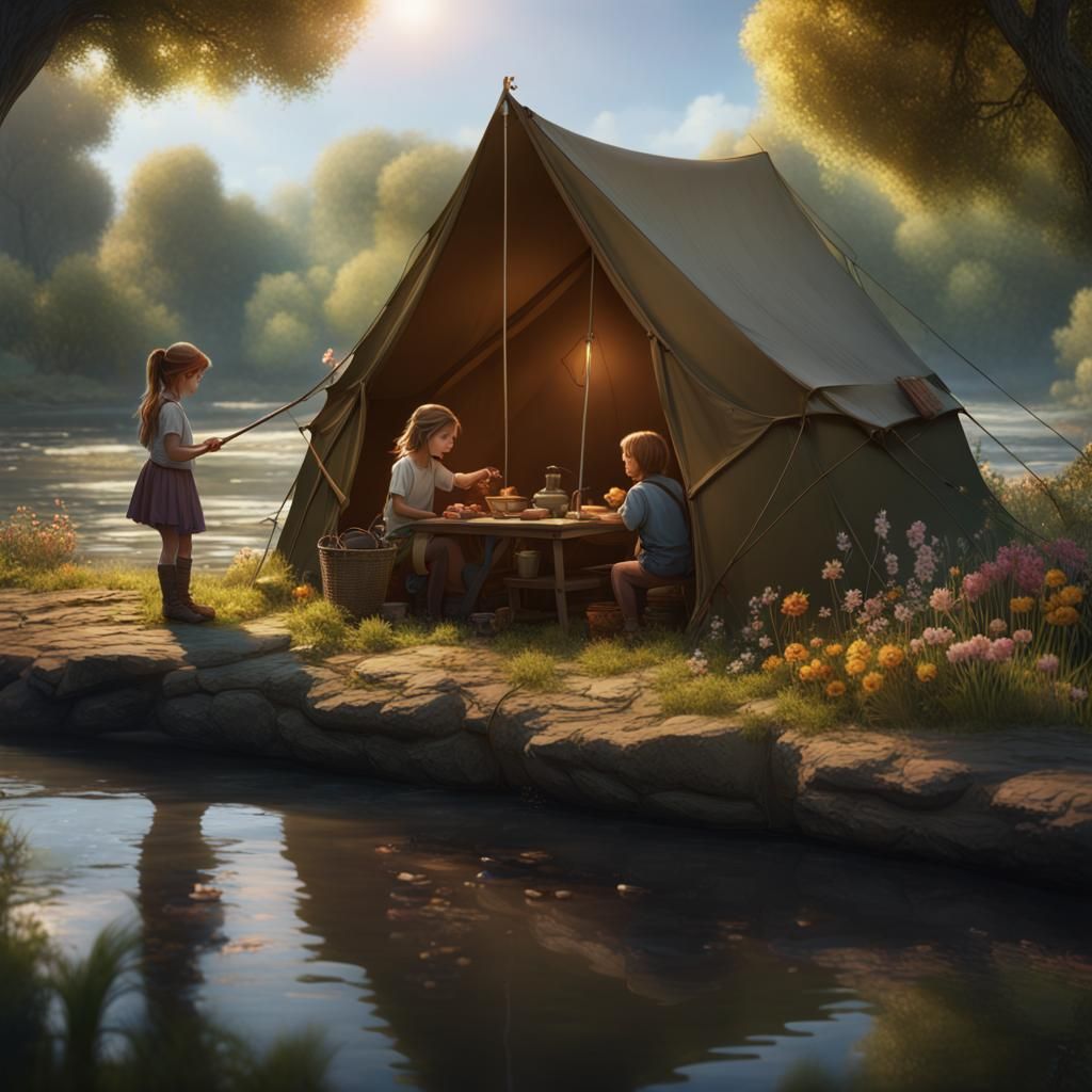 Family Camping Trip by the River