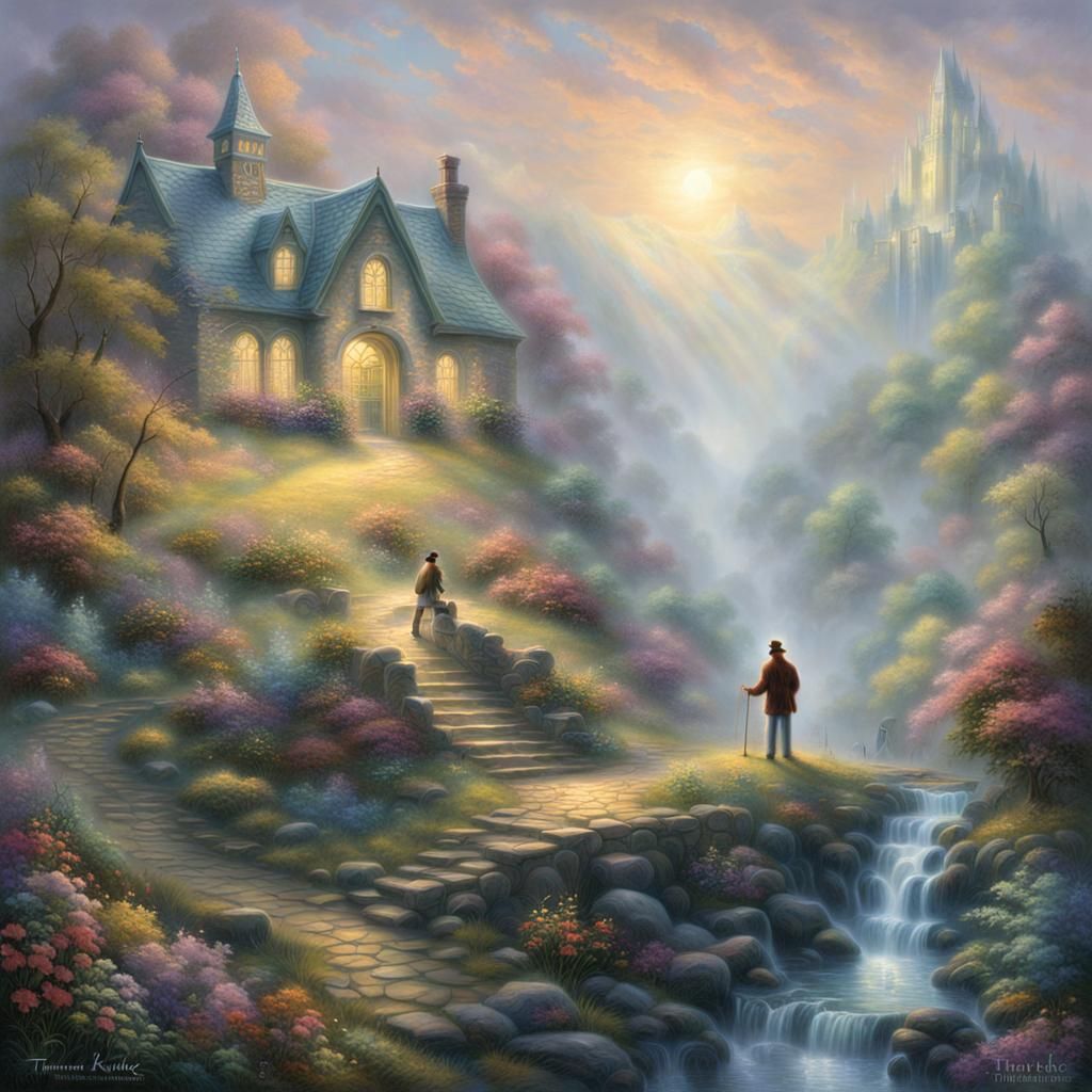 Ethereal Spirit Man Investigates Misty Landscape