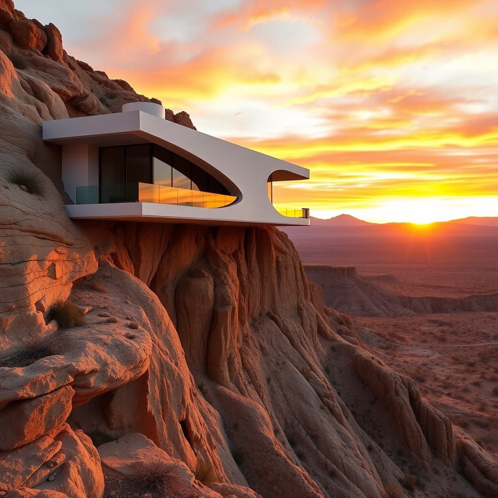 Post-Modern Desert Oasis with Dramatic Cantilevered Architec...