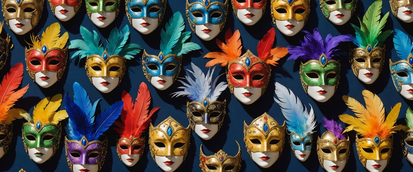 Festive Venetian Carnival Masks in Watercolor and Gouache