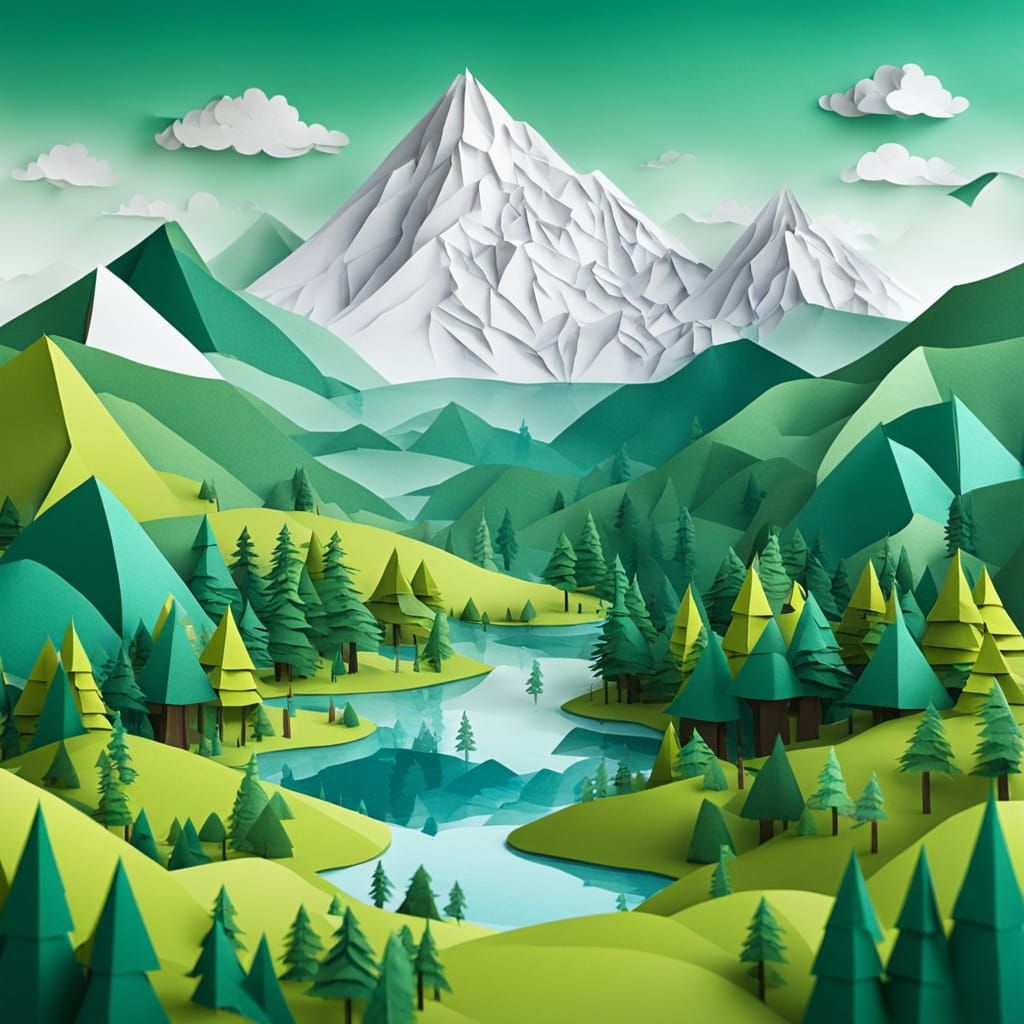 Exquisite Papercraft Mountain Landscape
