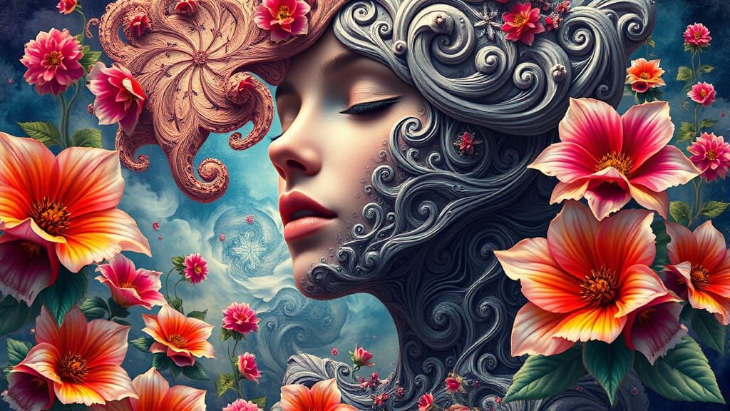 Fractured Beauty in Futuristic Bloom