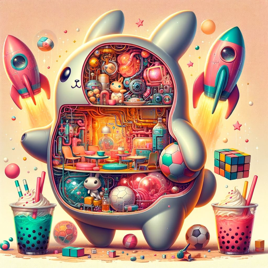 Kawaii Animal Wonderland: A Cutaway Illustration