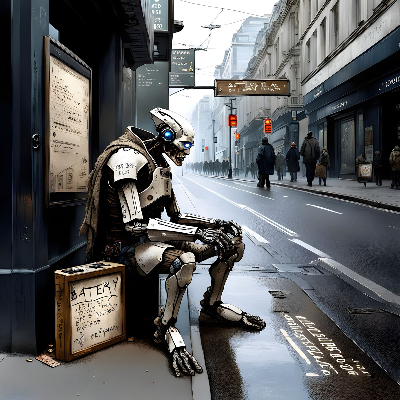 Cyborg Beggar: Dark Fantasy Digital Art