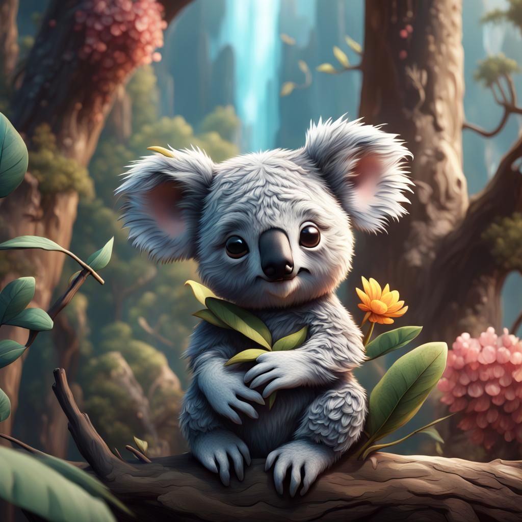 Cute Koala in Detailed Matte Painting Style